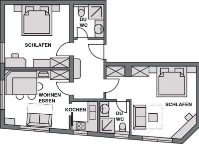 Grundriss Appartement 2 im Apart Bergkristall