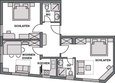 Grundriss Appartement 2 im Apart Bergkristall
