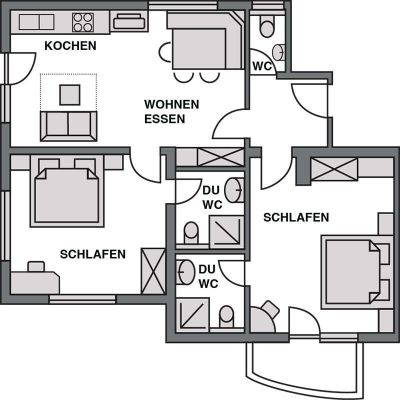Grundriss Appartement 3 im Apart Bergkristall