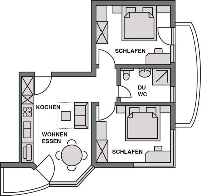 Grundriss Appartement 4 im Apart Bergkristall